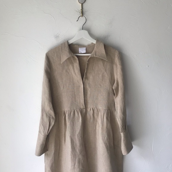 Paris Georgia Beige Linen Larry Dress Size Small - Picture 4 of 11